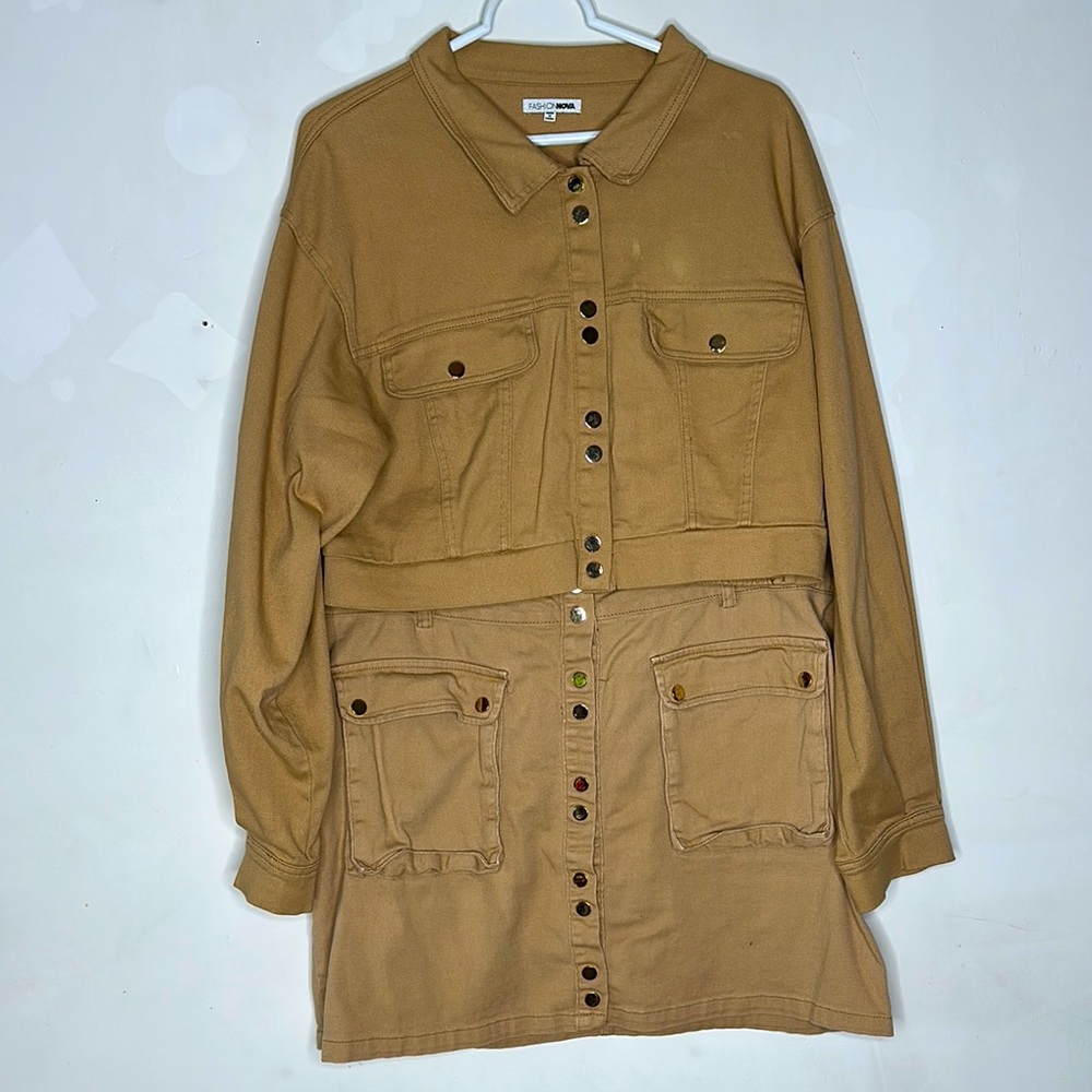 Fashion Nova cargo snap button skirt set